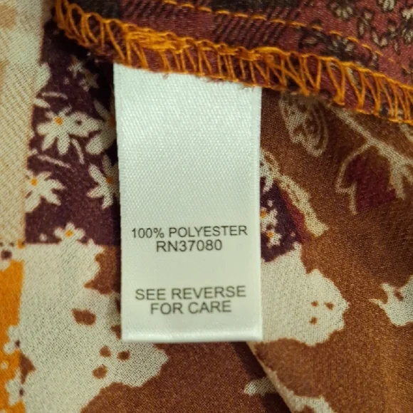 Cato Floral Patchwork Blouse in Orange and Brown. NWOT Size Large - Picture 9 of 9